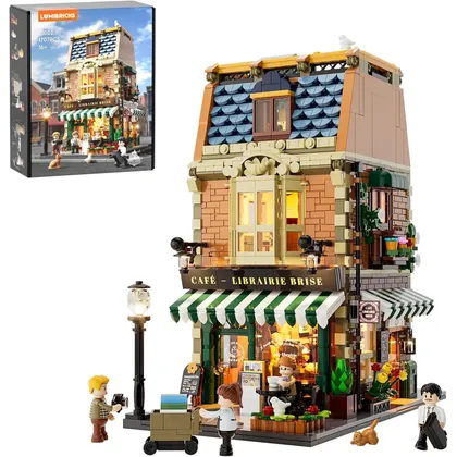 LUMIBRICKS Book Café - Modulares Café mit Buchladen und LED