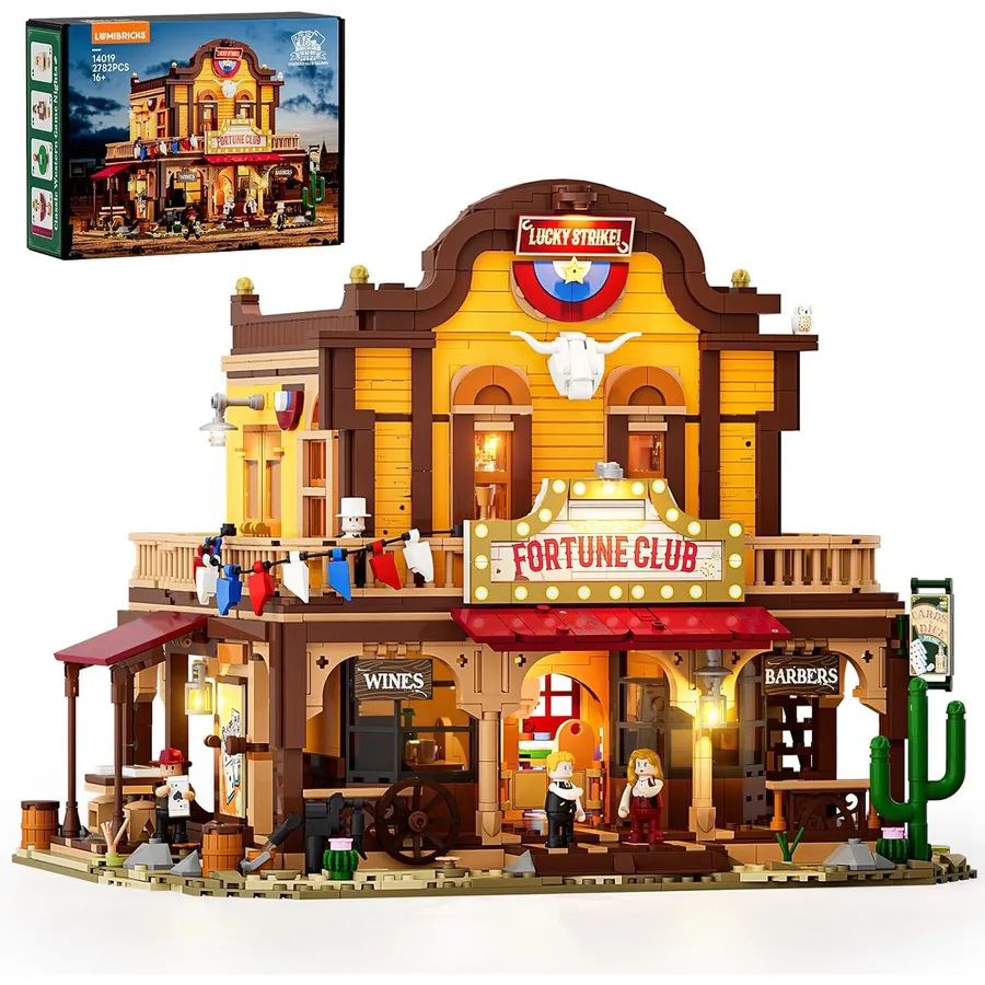 LUMIBRICKS Western Lucky Saloon - Mehrstöckiger Saloon mit LED