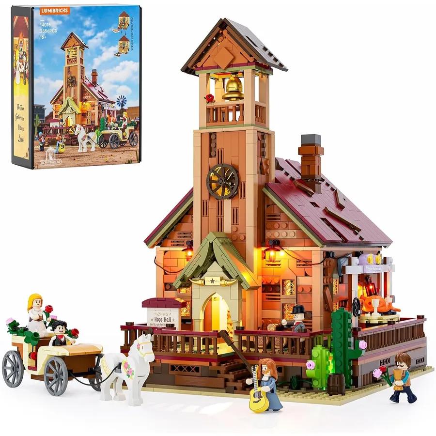 LUMIBRICKS Old West Meeting Hall - Western-Gemeindehaus mit Touch-Dimmung