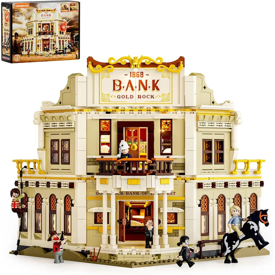 LUMIBRICKS Western Bank Heist - Banque du Far West à construire, 2 875 pièces et 11 LED