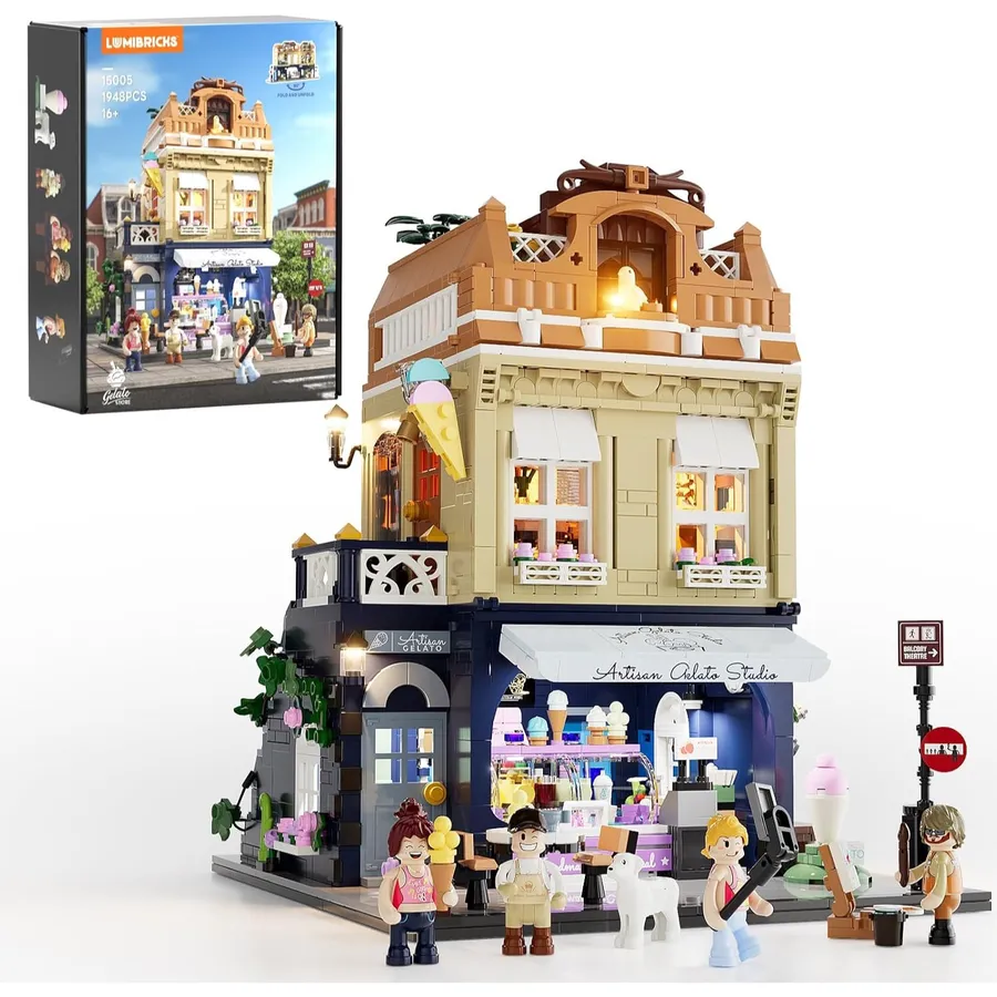 LUMIBRICKS Gelateria - gelateria europea modulare a 3 piani con LED