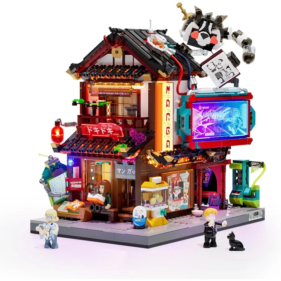 LUMIBRICKS Manga Shop - set di costruzioni cyberpunk con illuminazione LED